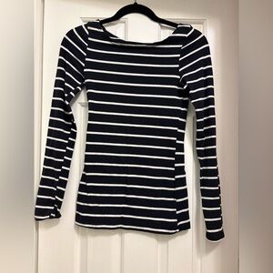 Heart Hips Black and White Striped Long Sleeve Top